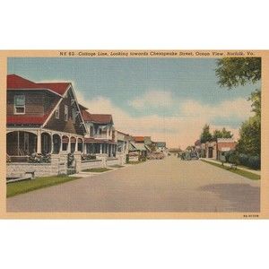 Cottage Line Looking Towards Chesapeake Street Ocean View Norfolk VA Postcard
